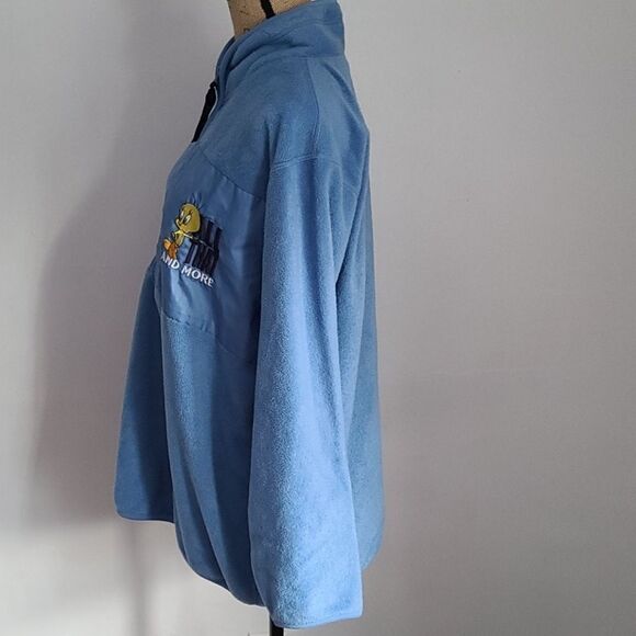 Vintage 90s Y2K Kidcore Looney Tunes Blue Tweety Bird Pullover Fleece - Picture 5 of 14